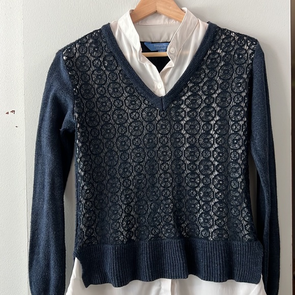 Simply Vera Vera Wang Mock-Layer Sweater in Navy Blue - Picture 1 of 12